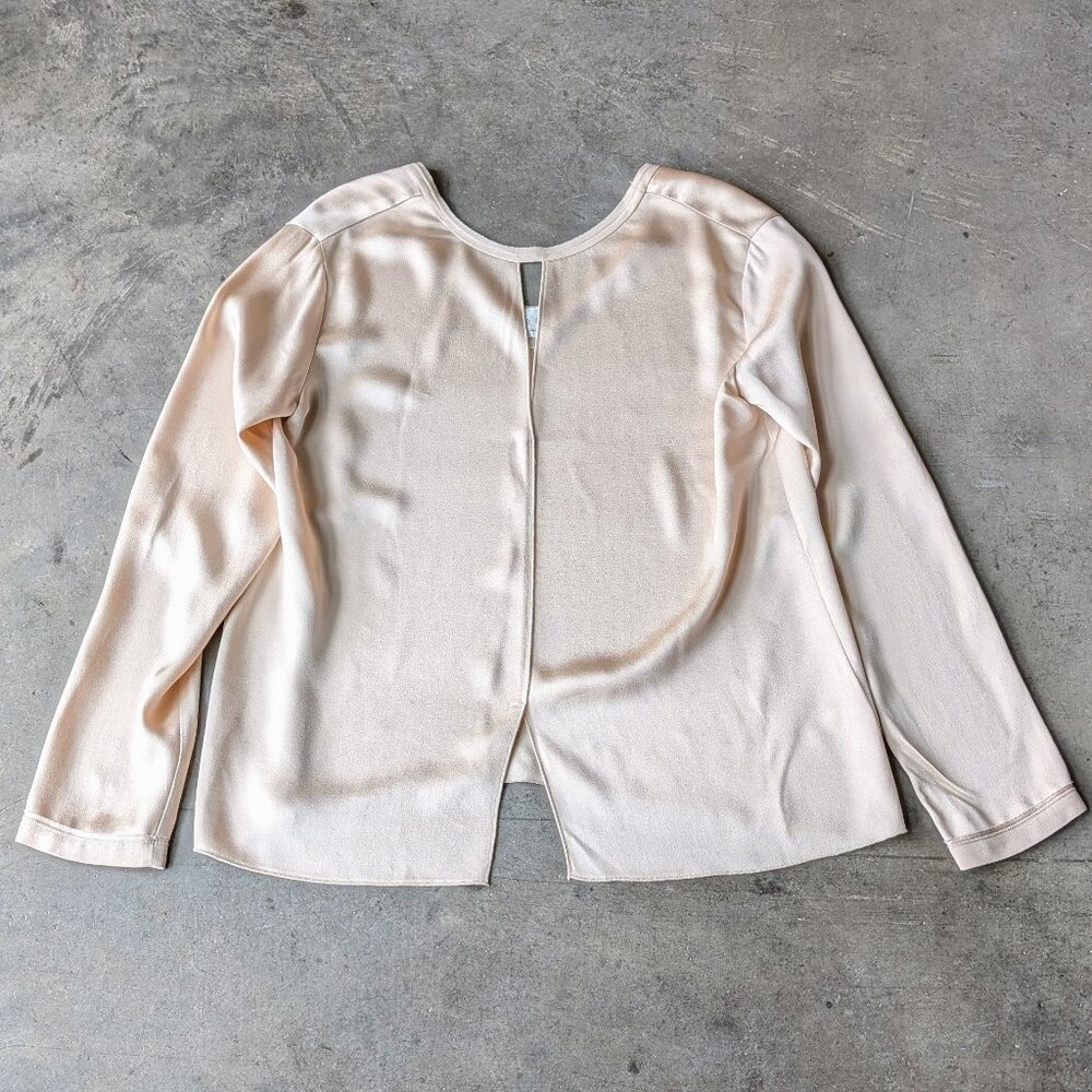 Forte Forte Beige Satin Long Sleeve Split Front Shirt size 6